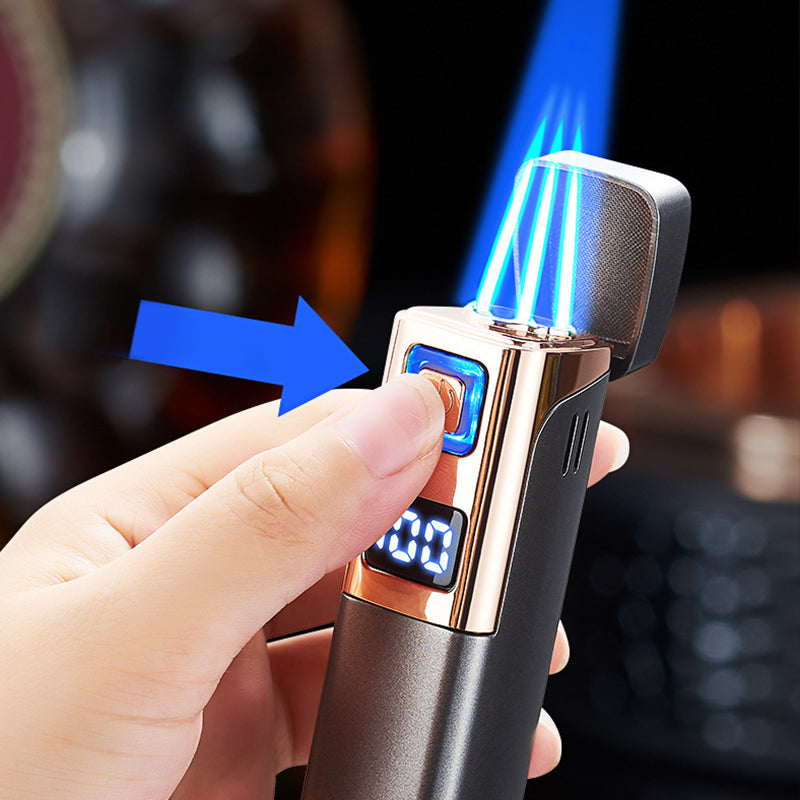 Rechargeable & Refillable Cigar Torch Lighter with LED Display