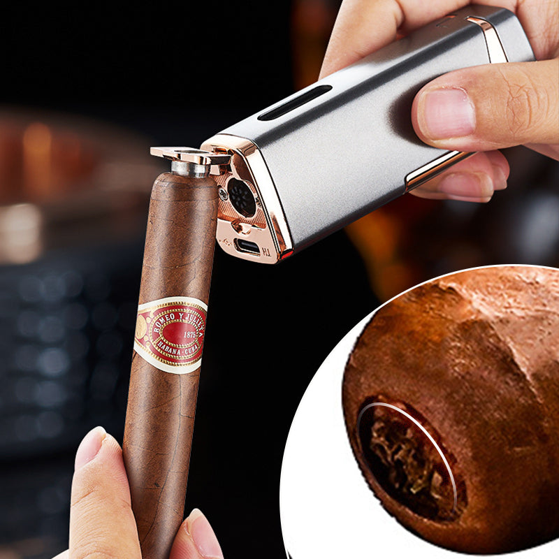 Rechargeable & Refillable Cigar Torch Lighter with LED Display