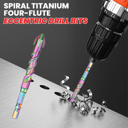 4pcs Titanium Coated Spiral Four-blade Eccentric Drill Bits