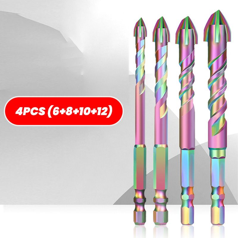 4pcs Titanium Coated Spiral Four-blade Eccentric Drill Bits